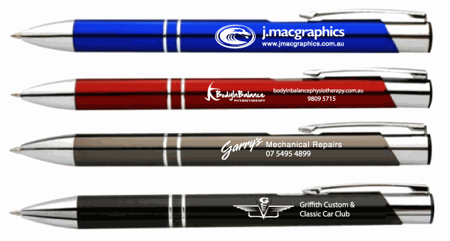 Custom engraved metal pens with company logos