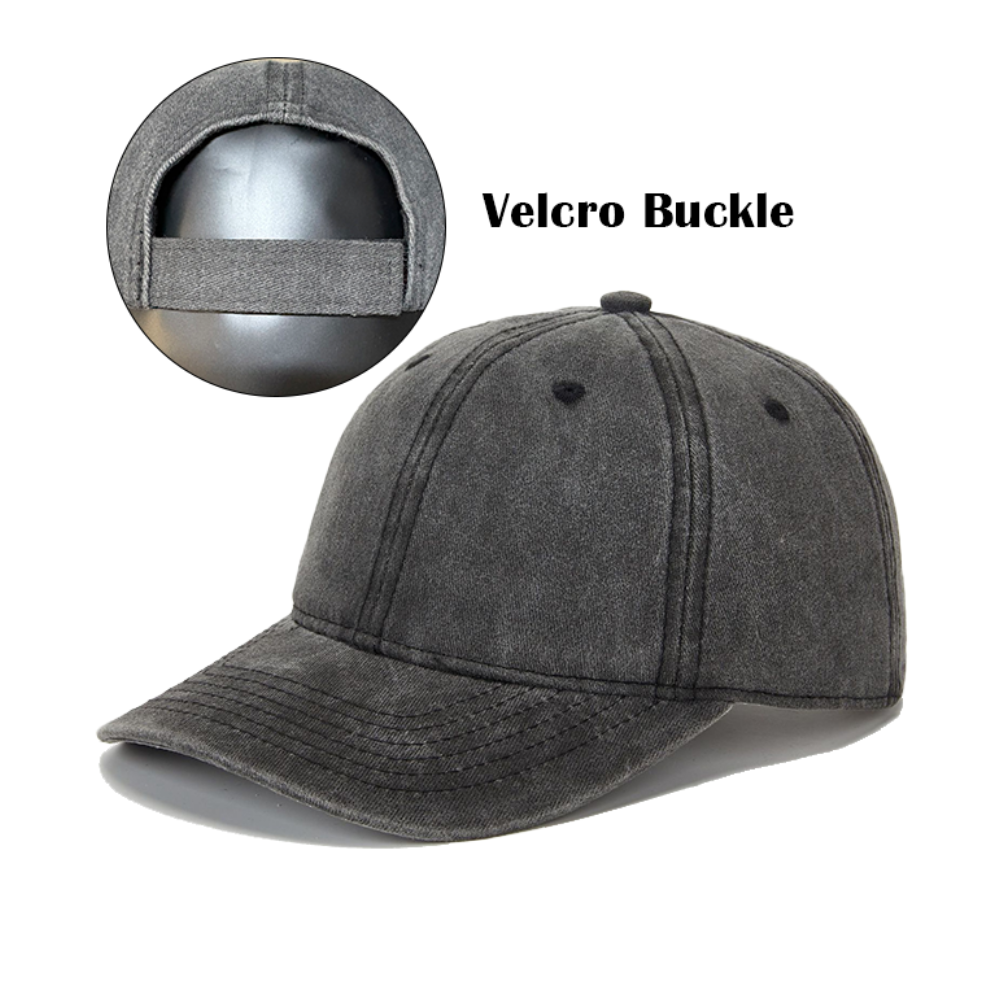 Washed Cap adjustable velcro buckle strap